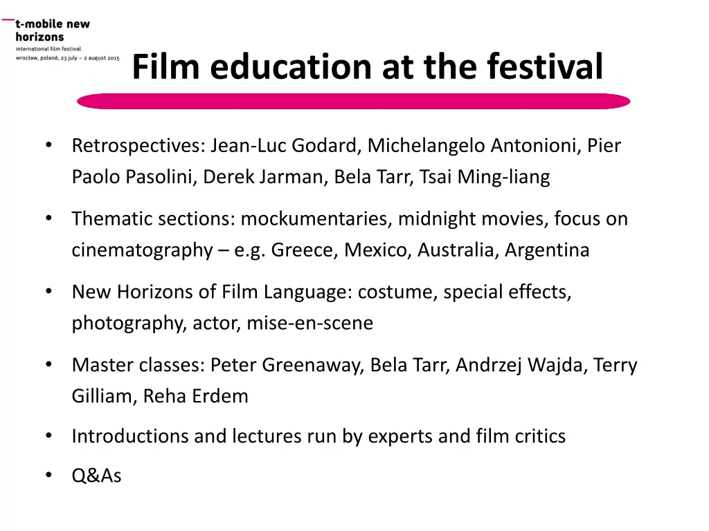 film education at the festival