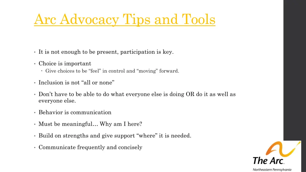 arc advocacy tips and tools