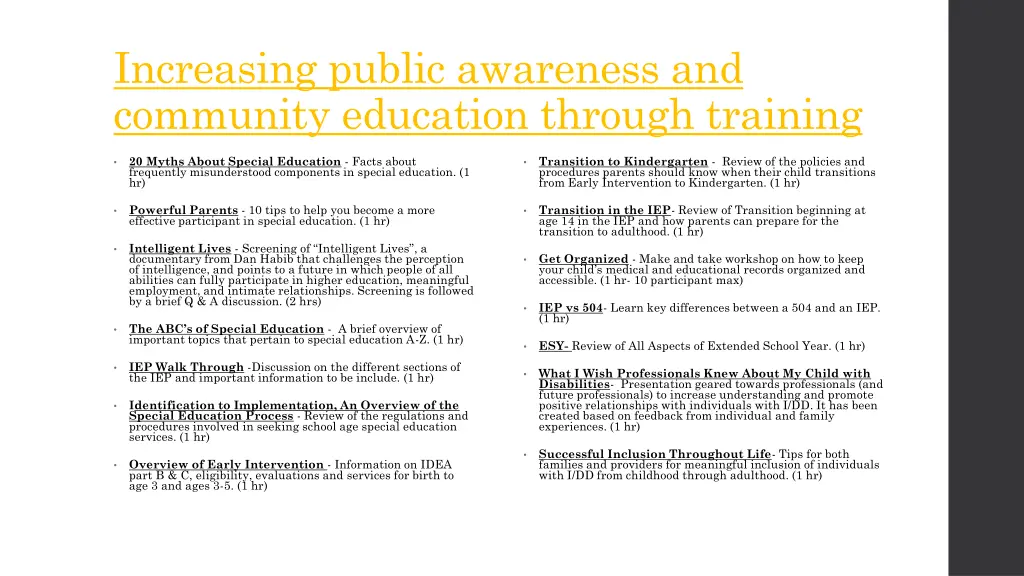 increasing public awareness and community