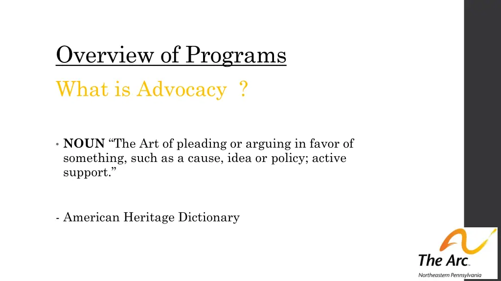 overview of programs what is advocacy