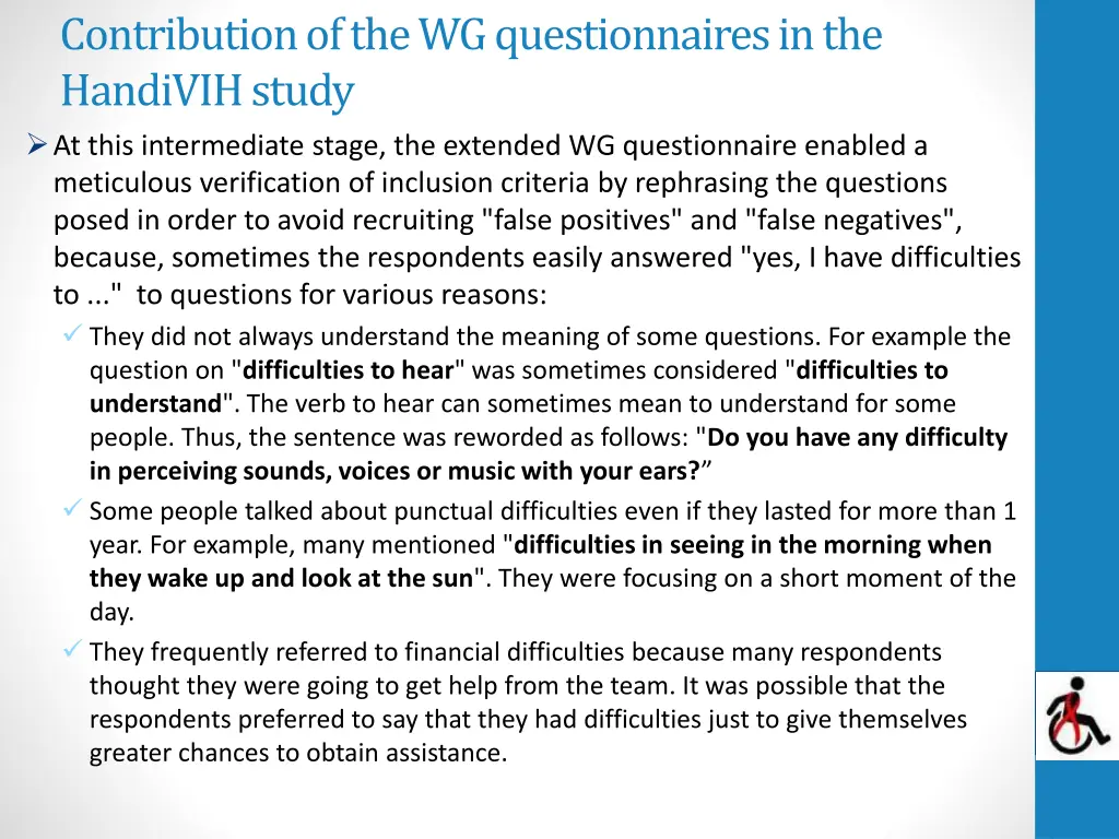 contribution of the wg questionnaires 1