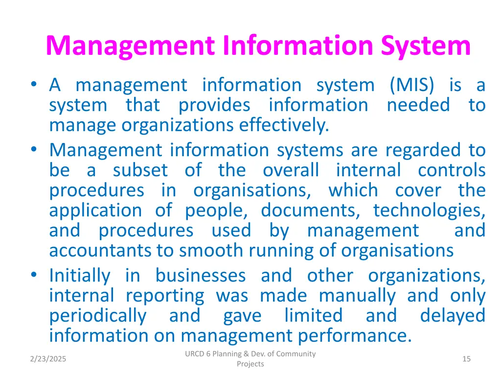 management information system a management