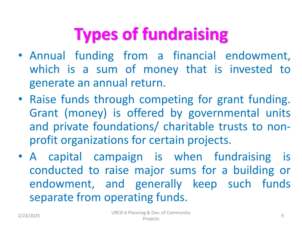 types of fundraising annual funding from
