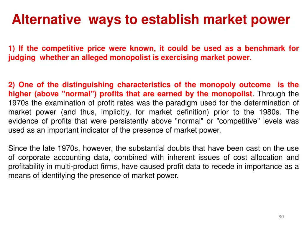 alternative ways to establish market power