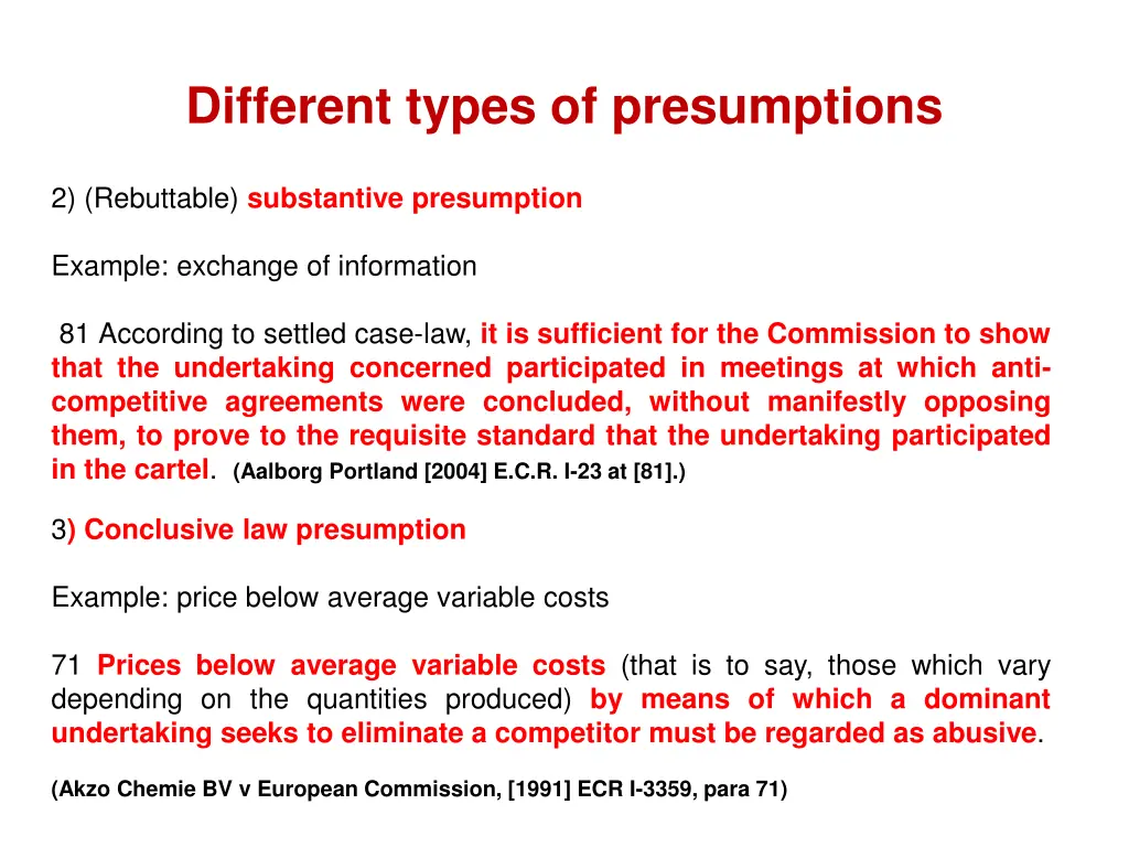 different types of presumptions 1