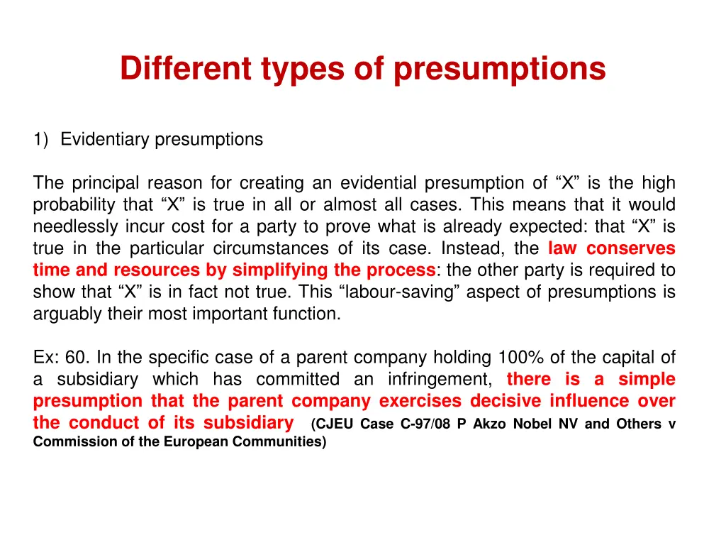 different types of presumptions