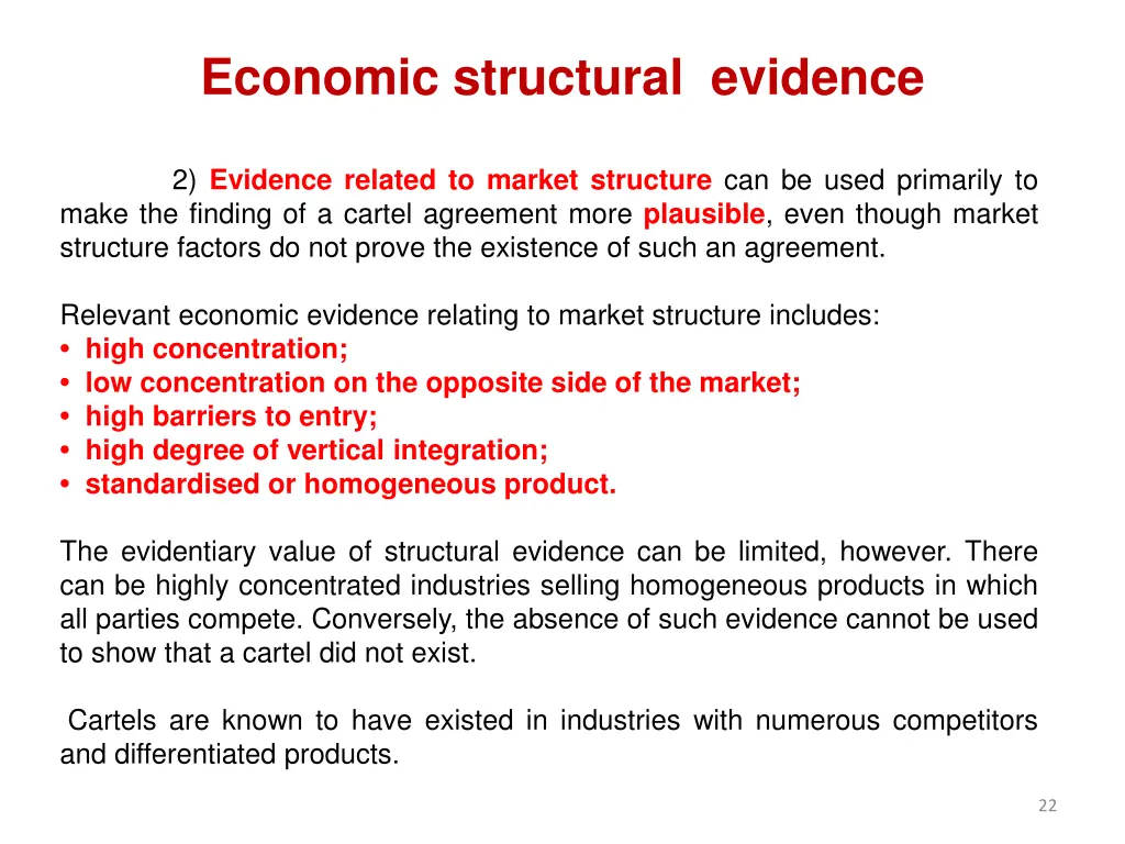 economic structural evidence