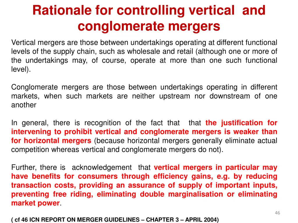 rationale for controlling vertical