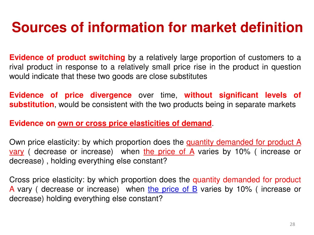 sources of information for market definition 1