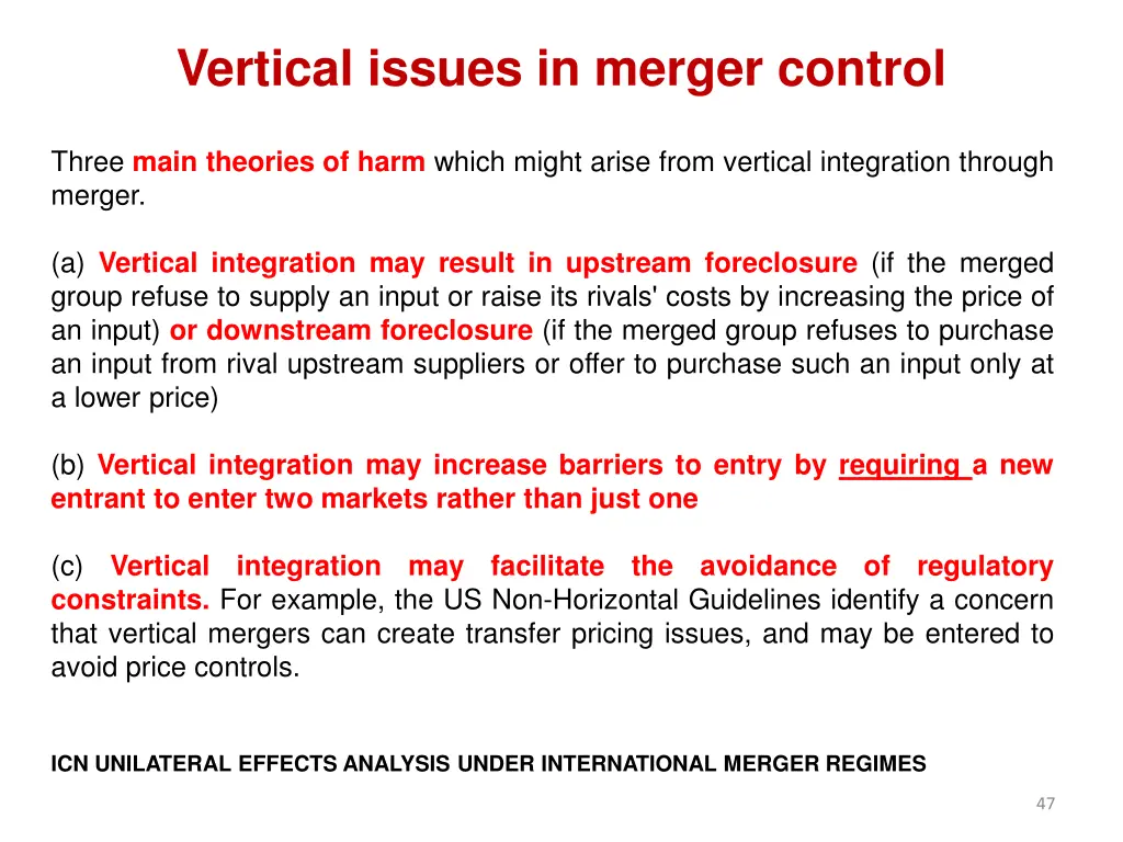vertical issues in merger control