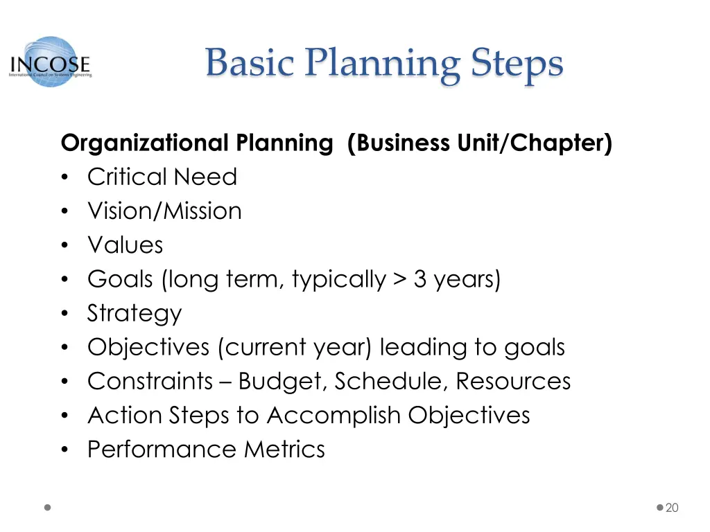 basic planning steps 1