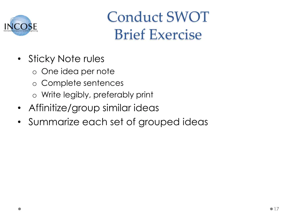 conduct swot brief exercise