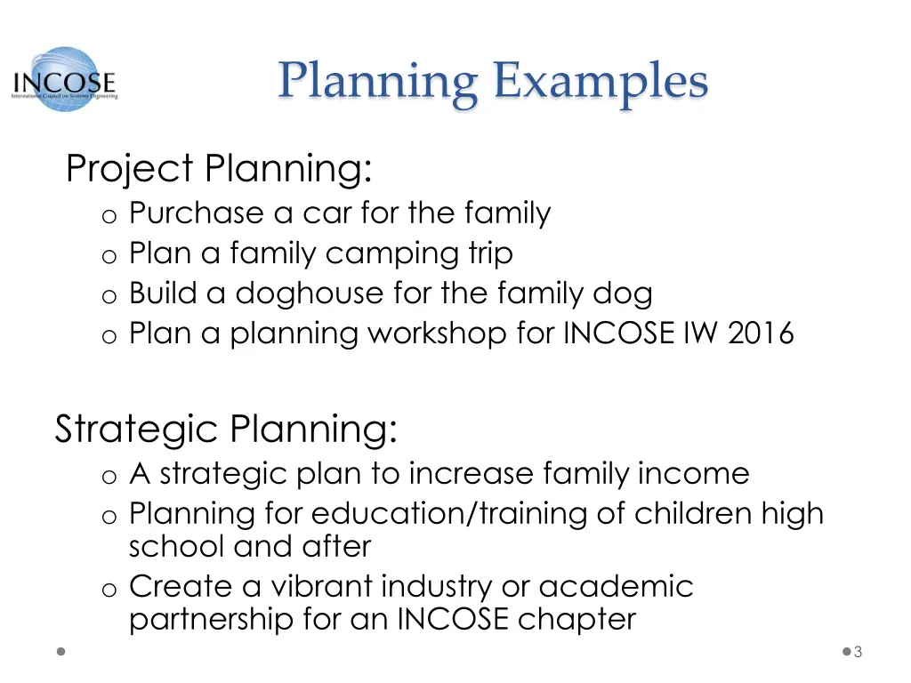 planning examples