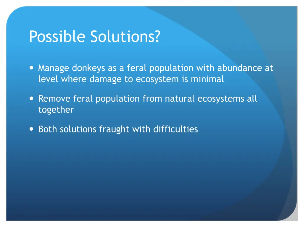 possible solutions