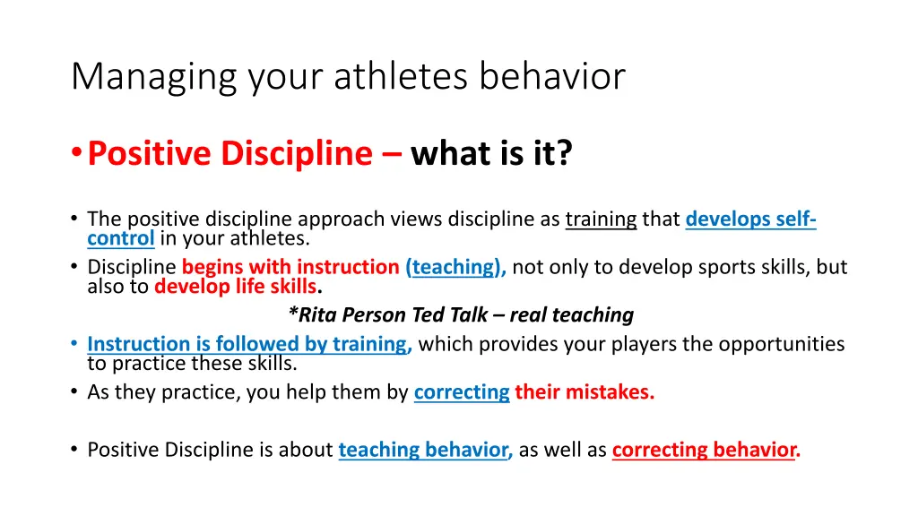 managing your athletes behavior