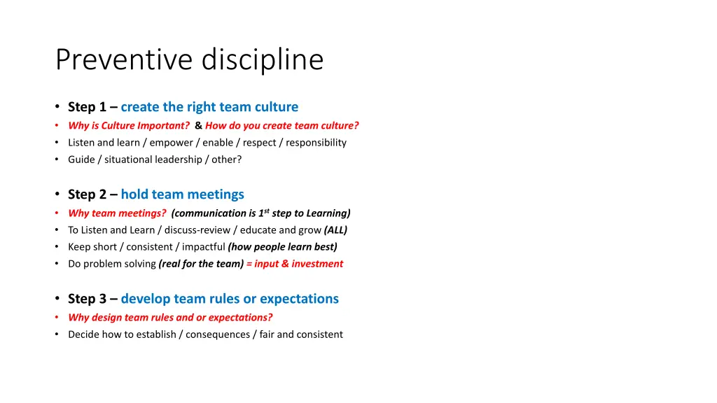 preventive discipline