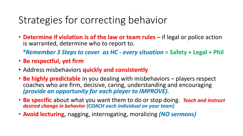 strategies for correcting behavior