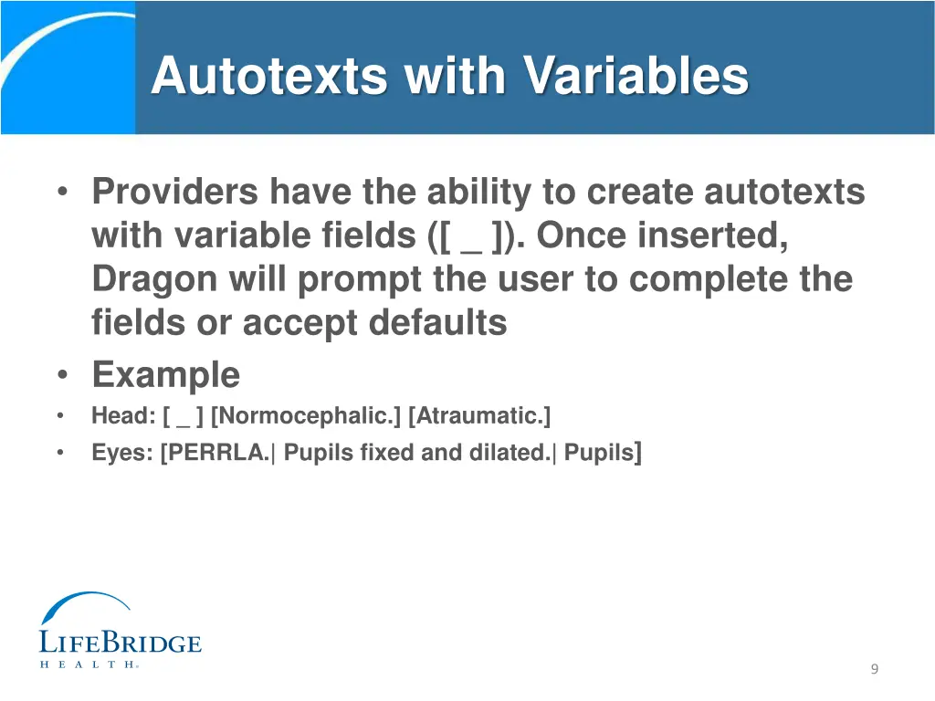 autotexts with variables