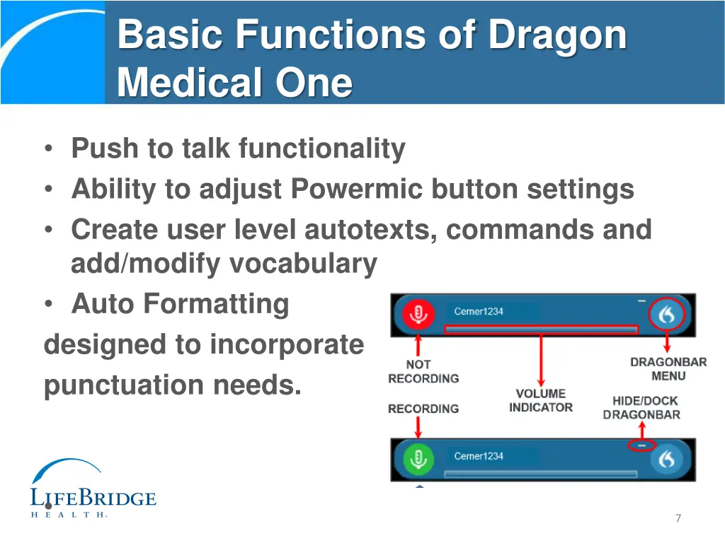 basic functions of dragon medical one