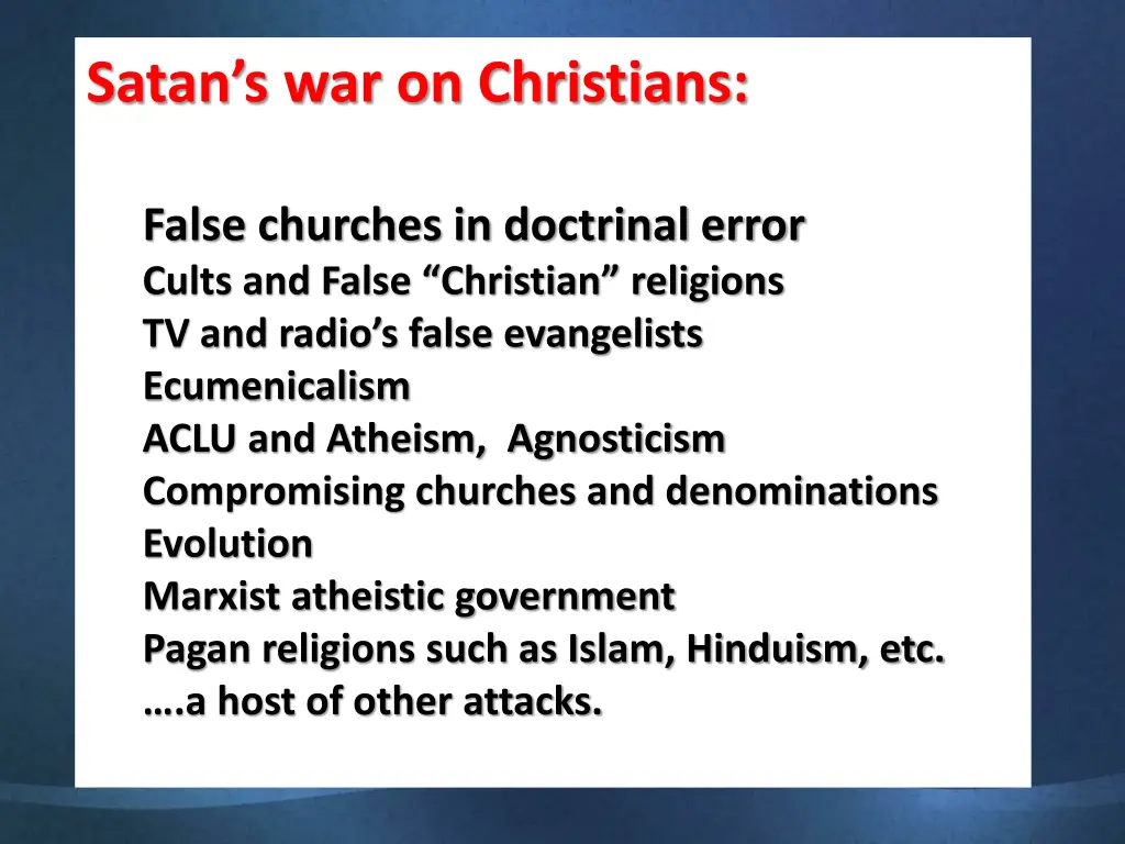 satan s war on christians