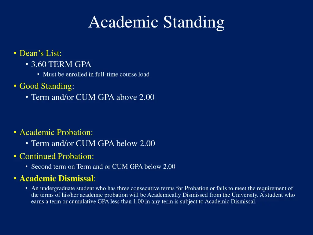 academic standing