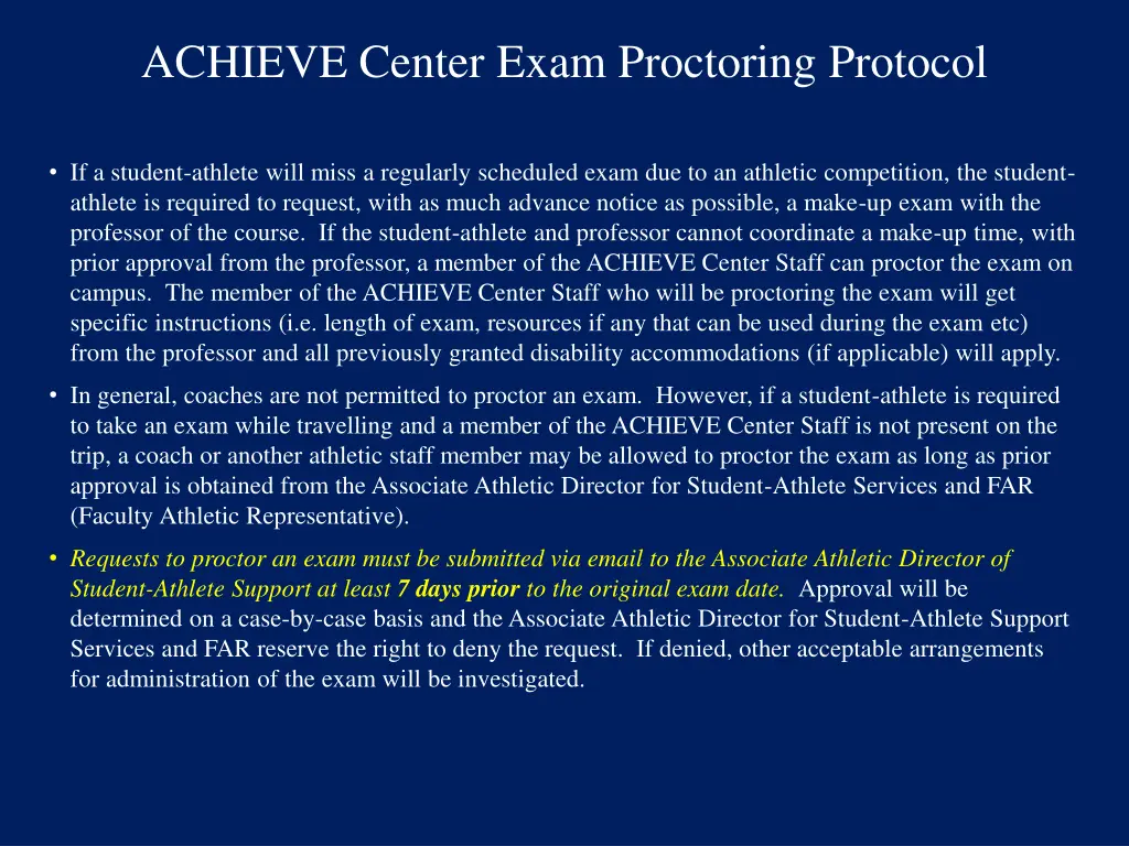 achieve center exam proctoring protocol