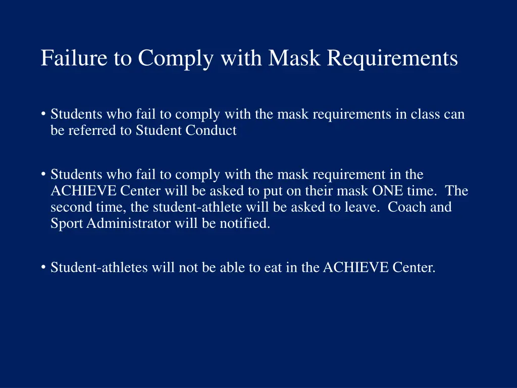 failure to comply with mask requirements