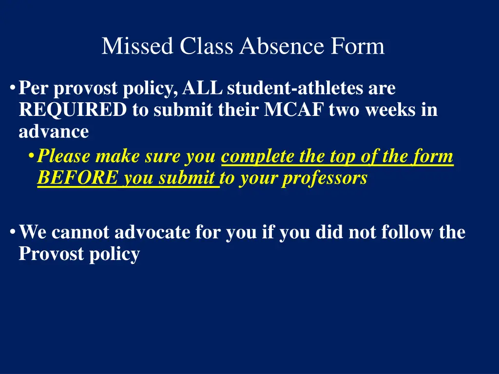 missed class absence form