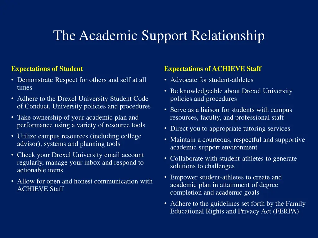 the academic support relationship