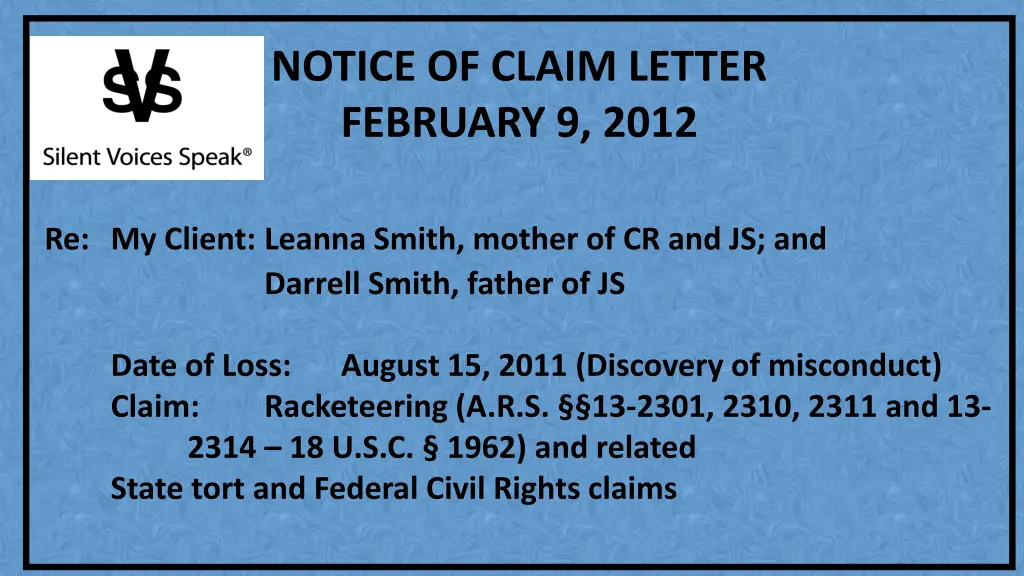 notice of claim letter february 9 2012