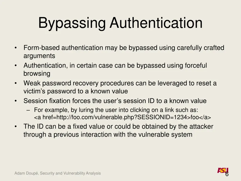bypassing authentication