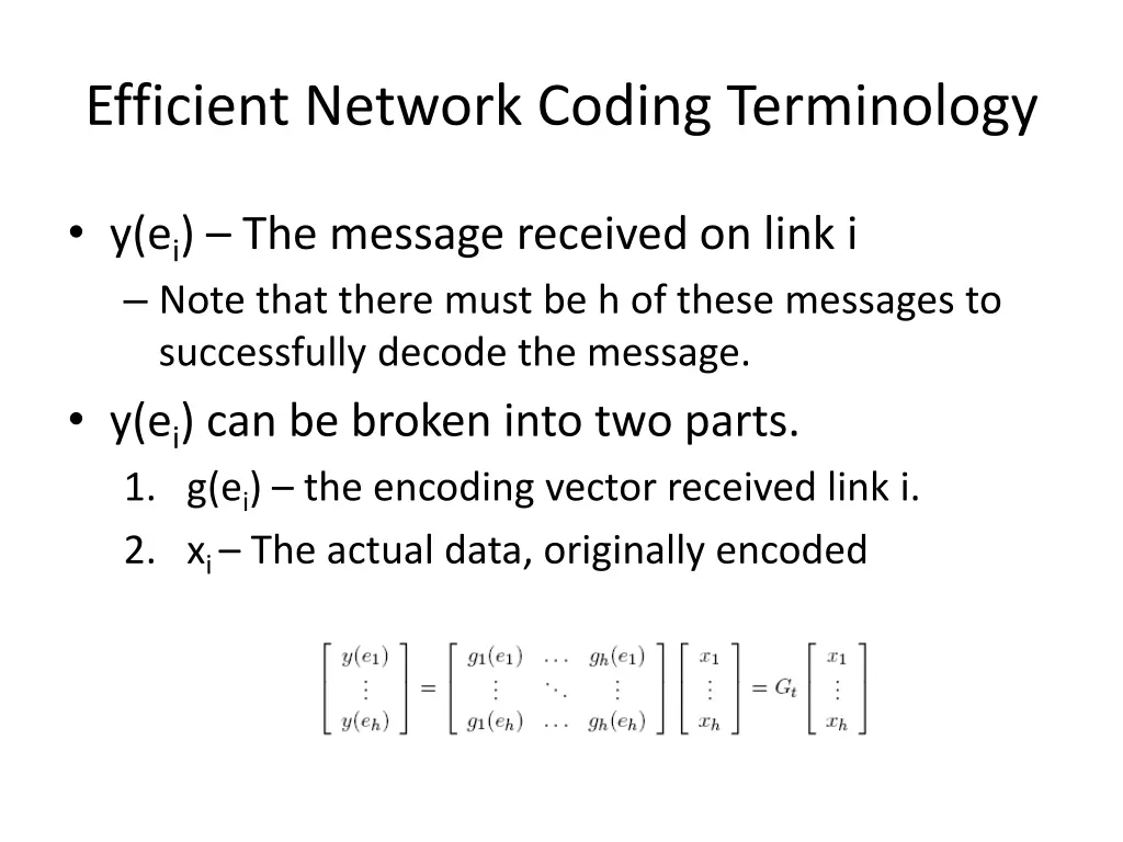 efficient network coding terminology