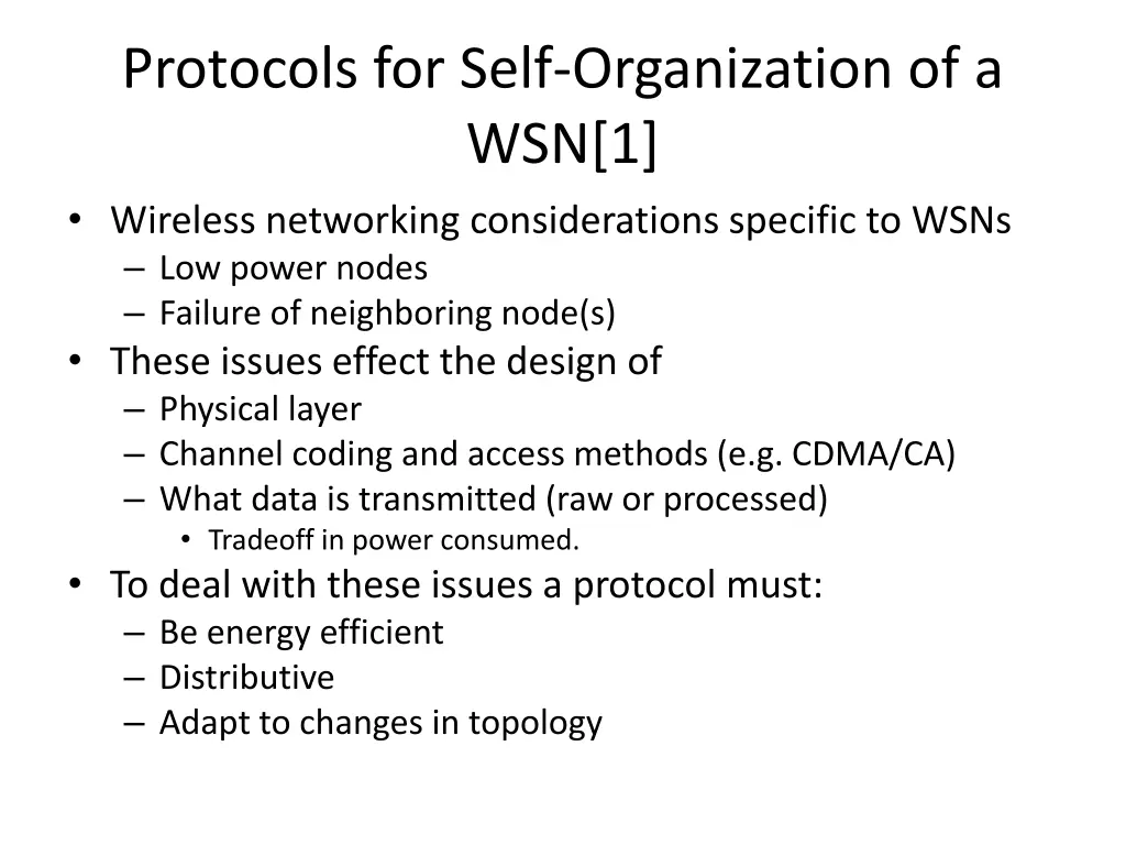 protocols for self organization