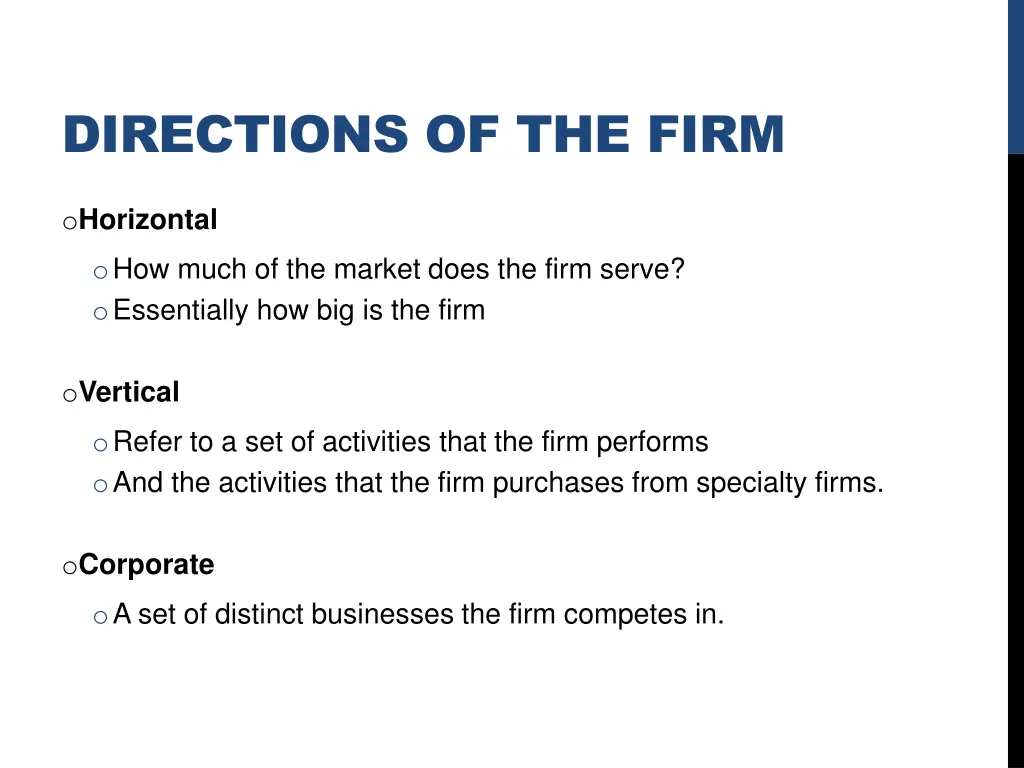 directions of the firm