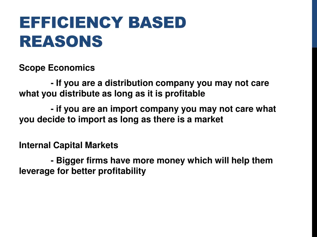 efficiency based reasons