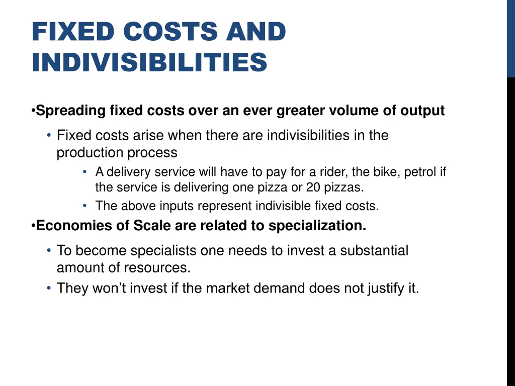 fixed costs and indivisibilities