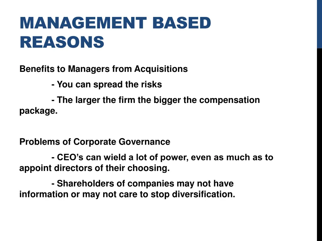 management based reasons