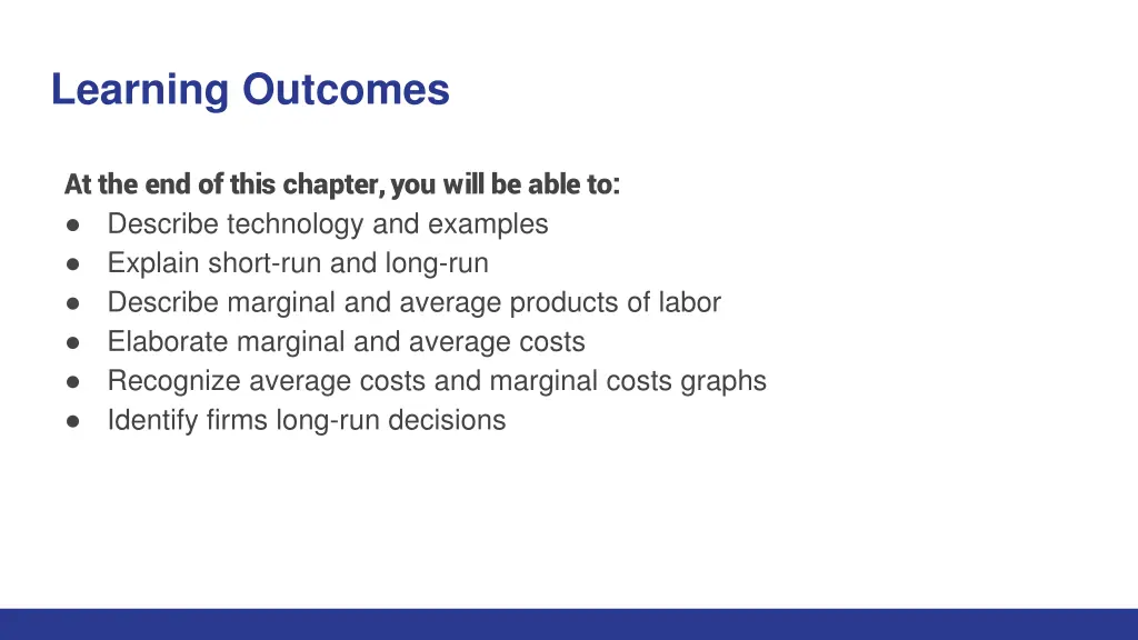 learning outcomes