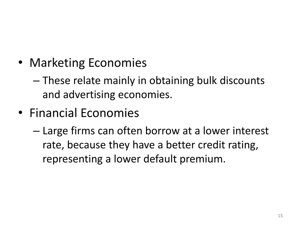 marketing economies these relate mainly
