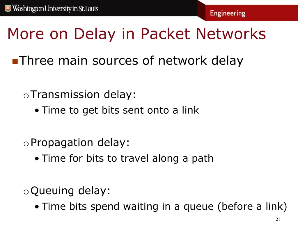 more on delay in packet networks