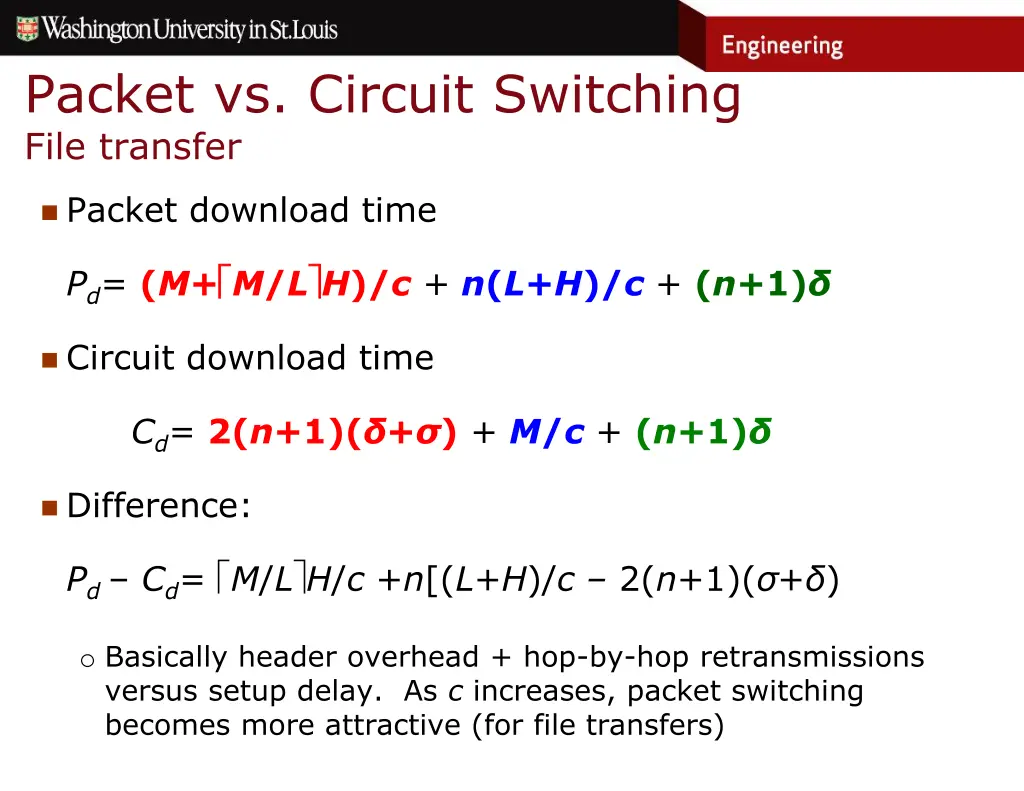 packet vs circuit switching file transfer