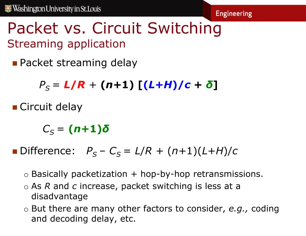 packet vs circuit switching streaming application 2