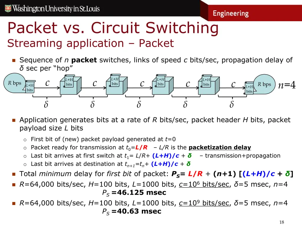 packet vs circuit switching streaming application