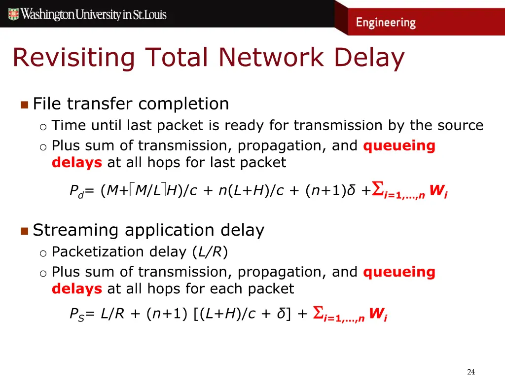 revisiting total network delay