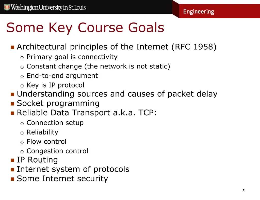 some key course goals