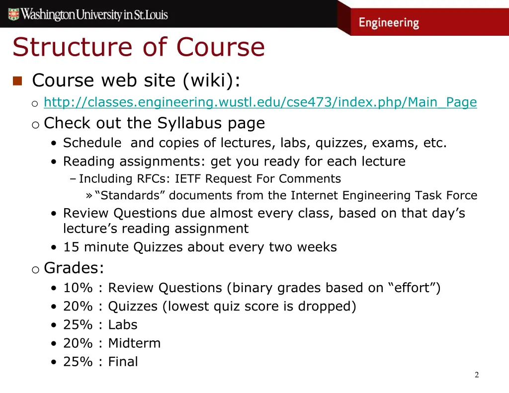 structure of course