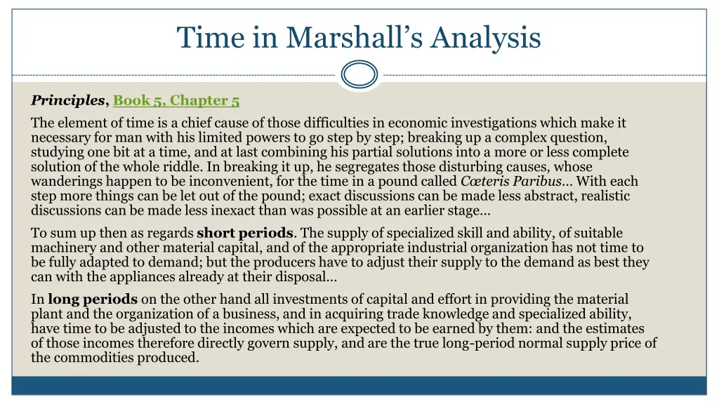 time in marshall s analysis 1