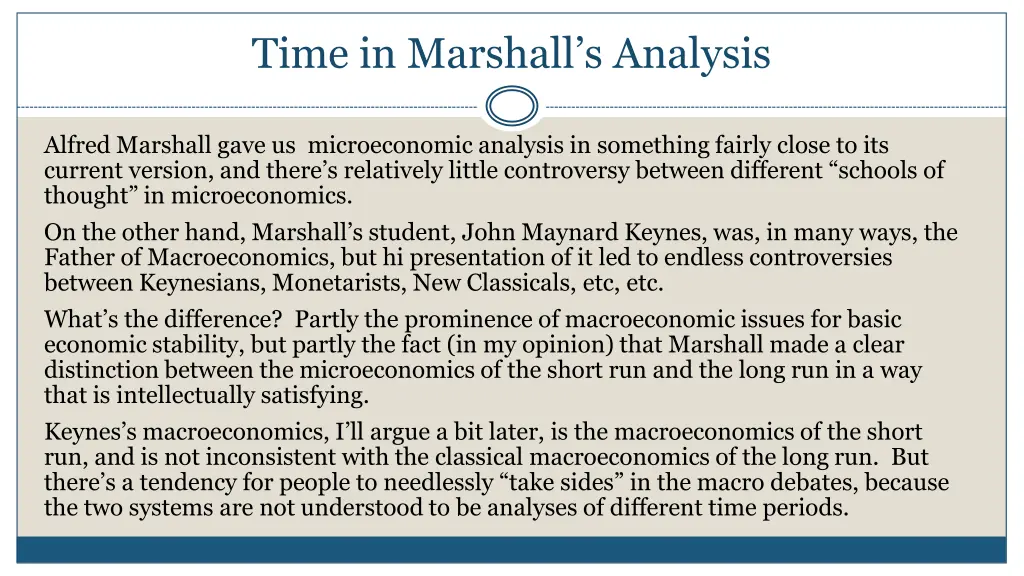 time in marshall s analysis