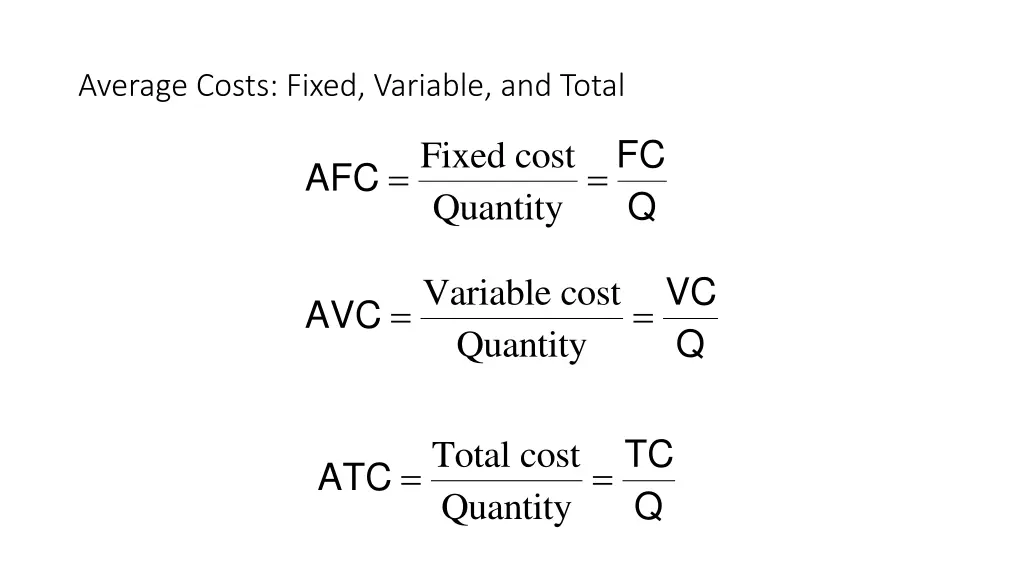 average costs fixed variable and total
