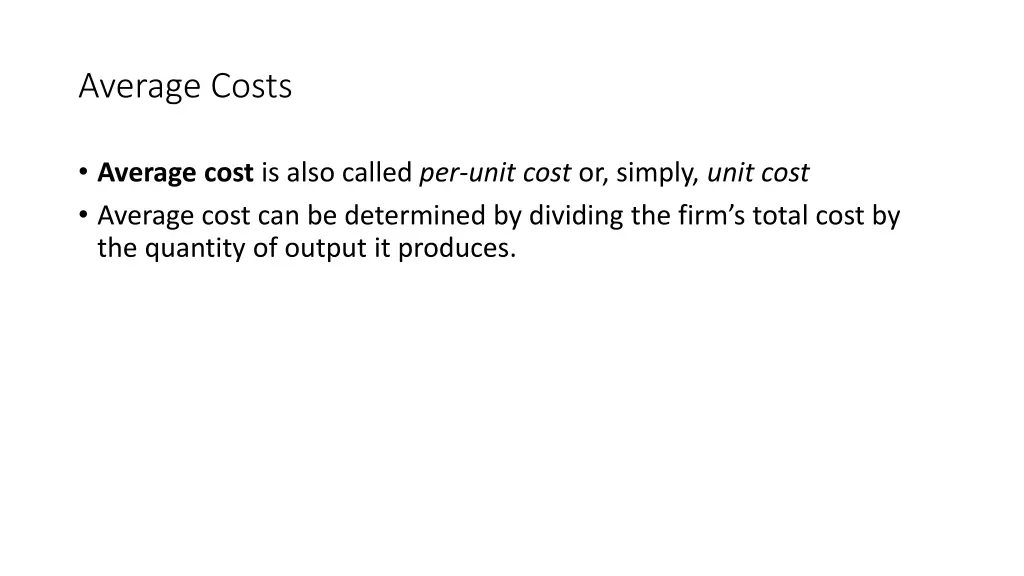 average costs